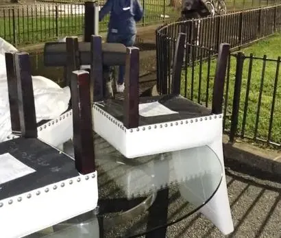 Donated household furniture ready for reuse